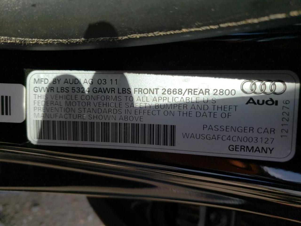 Foto 10 de la subasta – 2012 AUDI A7 PRESTIG con VIN WAUSGAFC4CN003127