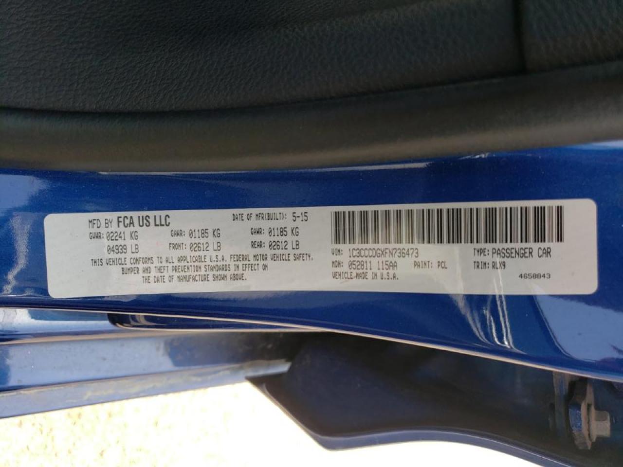 Photo 10 from auction – 2015 CHRYSLER 200 S with VIN 1C3CCCDGXFN736473
