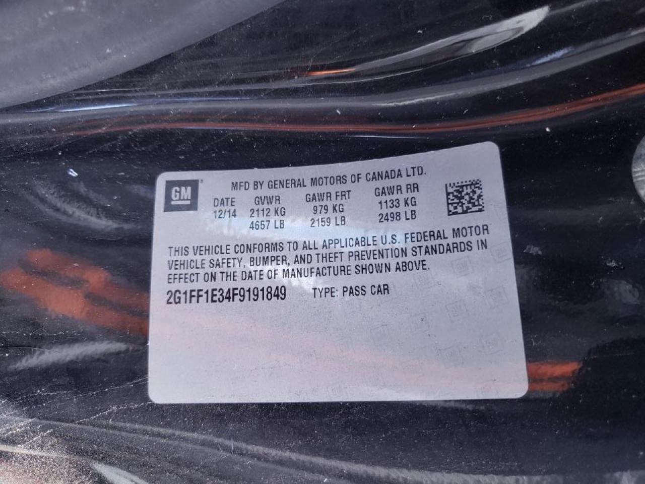 Photo 10 from auction – 2015 CHEVROLET CAMARO LT with VIN 2G1FF1E34F9191849