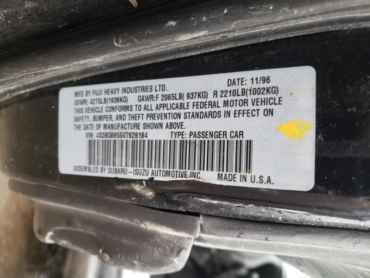 Photo 10 from auction – 1997 SUBARU LEGACY OUT with VIN 4S3BG6855V7626164