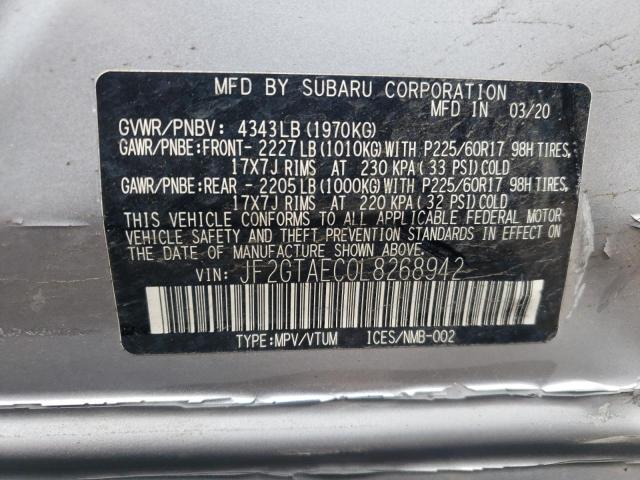 Photo 10 from auction – 2020 SUBARU CROSSTREK with VIN JF2GTAEC0L8268942