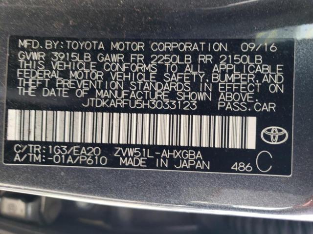 Photo 10 from auction – 2017 TOYOTA PRIUS with VIN JTDKARFU5H3033123