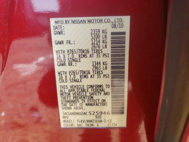 Photo 10 from auction – 2010 NISSAN XTERRA OFF with VIN 5N1AN0NU2AC525946