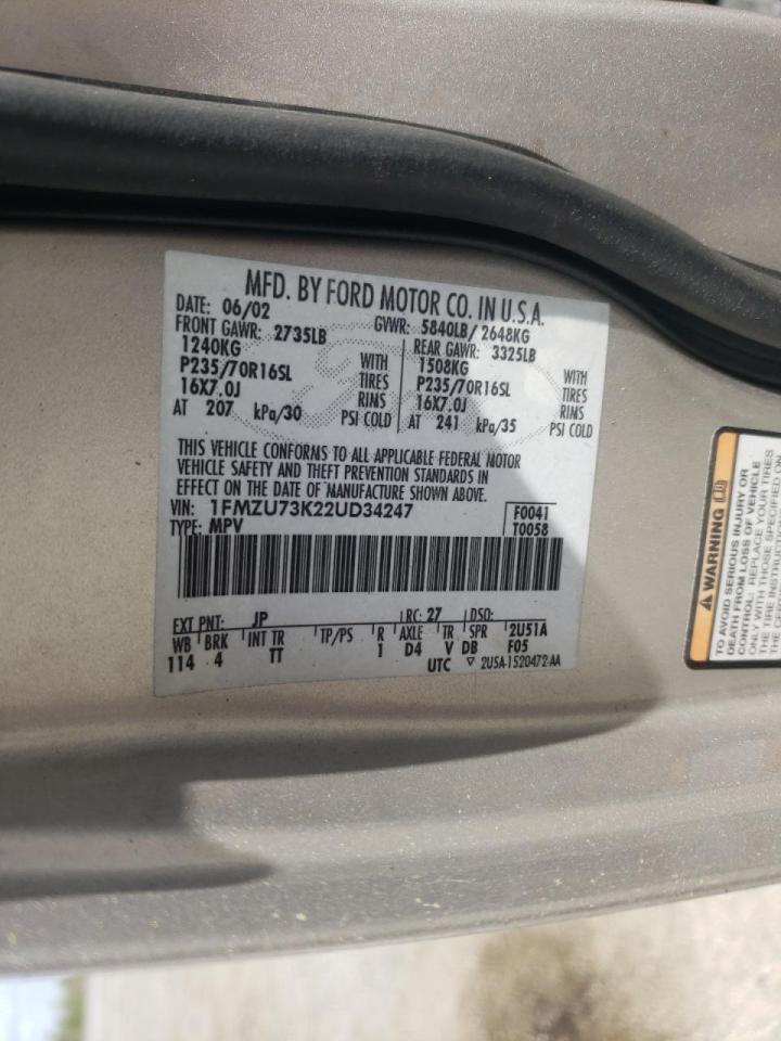 Photo 10 from auction – 2002 FORD EXPLORER X with VIN 1FMZU73K22UD34247