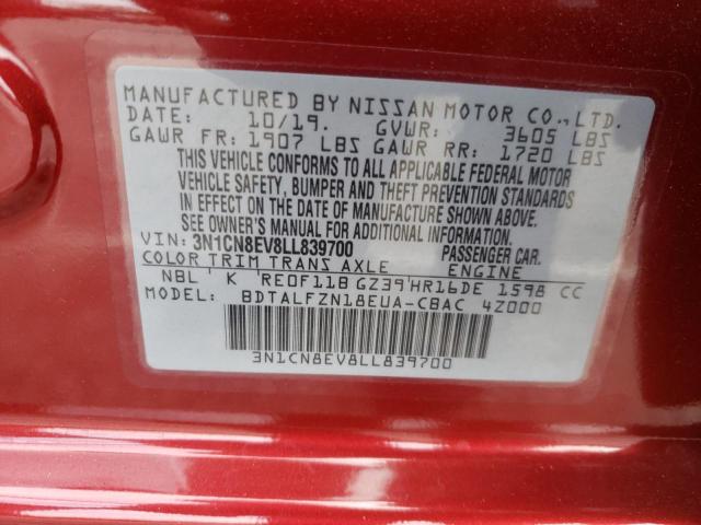 Photo 10 from auction – 2020 NISSAN VERSA SV with VIN 3N1CN8EV8LL839700