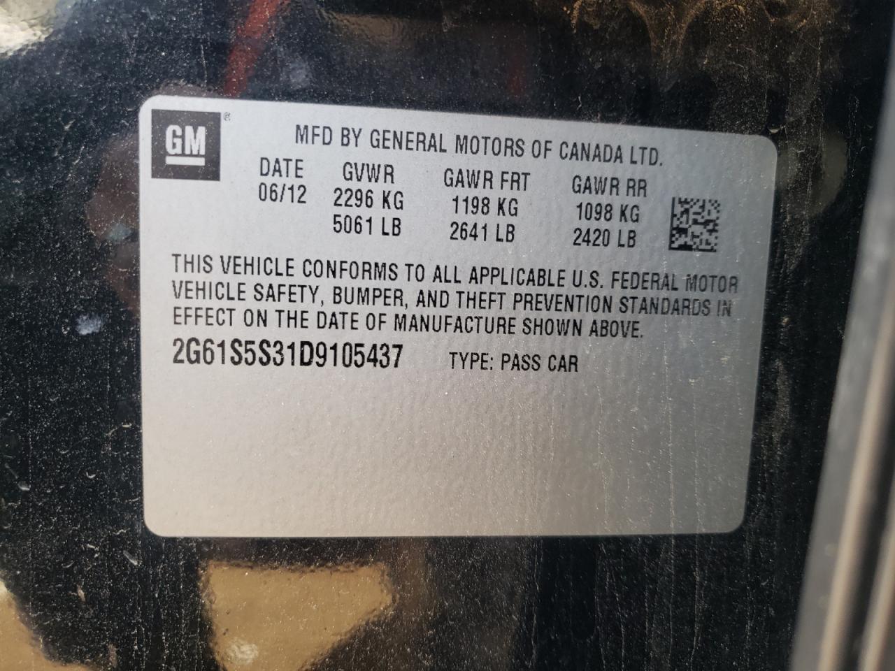 Photo 10 from auction – 2013 CADILLAC XTS PREMIU with VIN 2G61S5S31D9105437