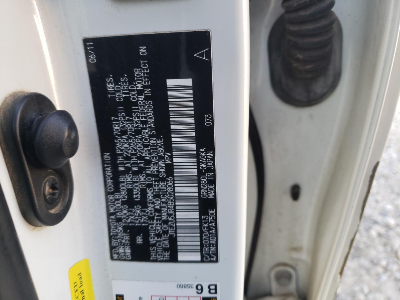 Фото 10 с аукциона – 2011 TOYOTA 4RUNNER SR с VIN JTEZU5JR4B5028066