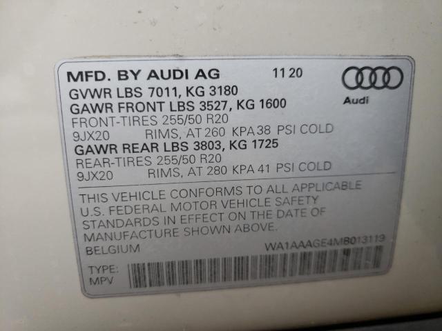 Photo 10 from auction – 2021 AUDI E-TRON PRE with VIN WA1AAAGE4MB013119