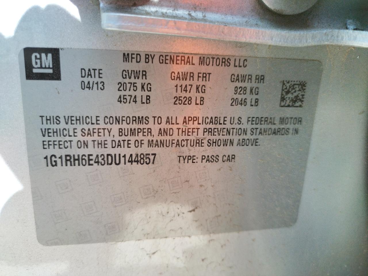 Photo 10 from auction – 2013 CHEVROLET VOLT with VIN 1G1RH6E43DU144857
