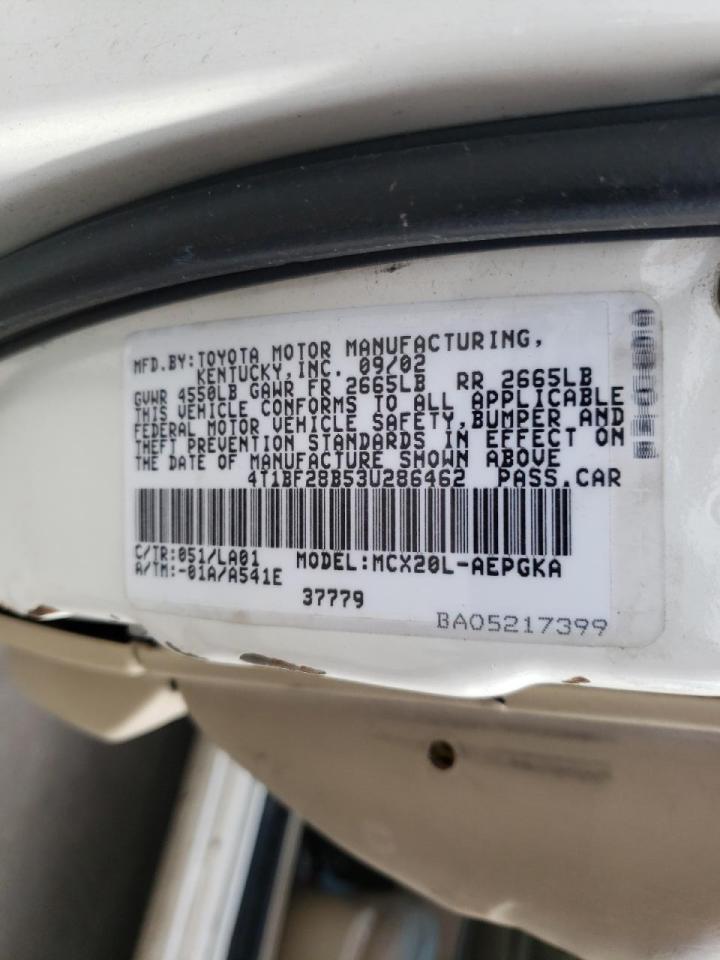 Photo 10 from auction – 2003 TOYOTA AVALON XL with VIN 4T1BF28B53U286462