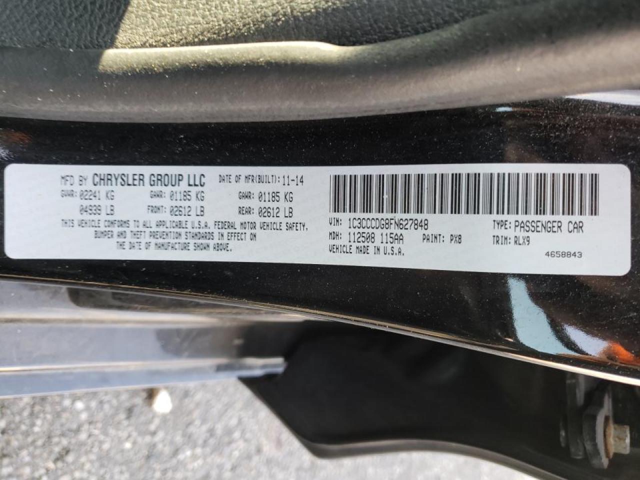 Photo 10 from auction – 2015 CHRYSLER 200 S with VIN 1C3CCCDG8FN627848