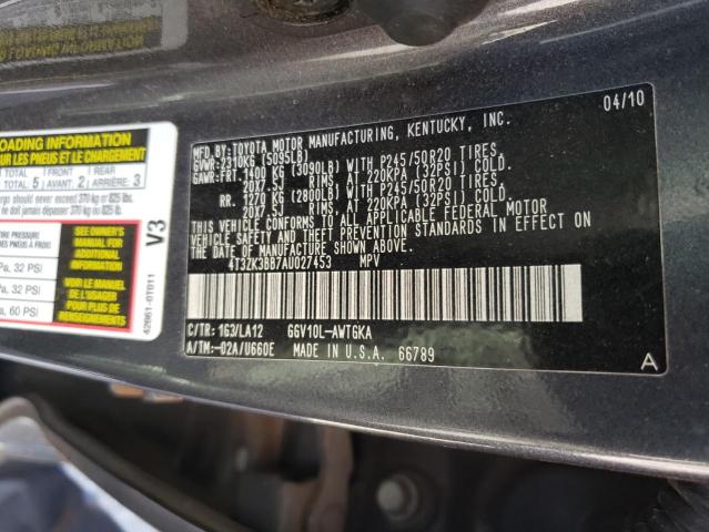 Photo 10 from auction – 2010 TOYOTA VENZA with VIN 4T3ZK3BB7AU027453