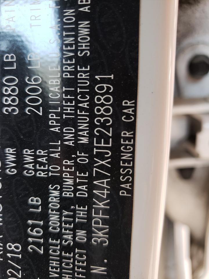 Photo 10 from auction – 2018 KIA FORTE LX with VIN 3KPFK4A7XJE238891