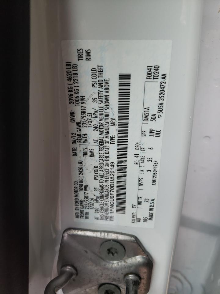 Photo 10 from auction – 2013 FORD ESCAPE S with VIN 1FMCU0F70DUA20149
