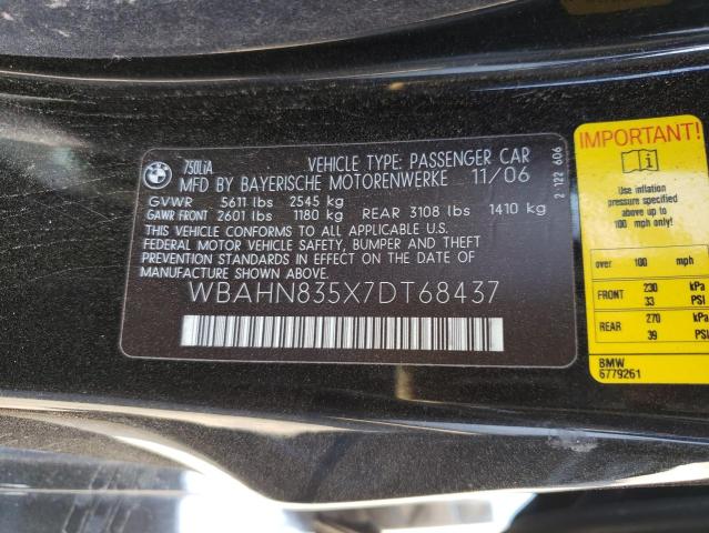Photo 10 from auction – 2007 BMW 750 with VIN WBAHN835X7DT68437