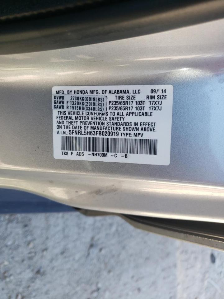 Photo 10 from auction – 2015 HONDA ODYSSEY EX with VIN 5FNRL5H63FB020919