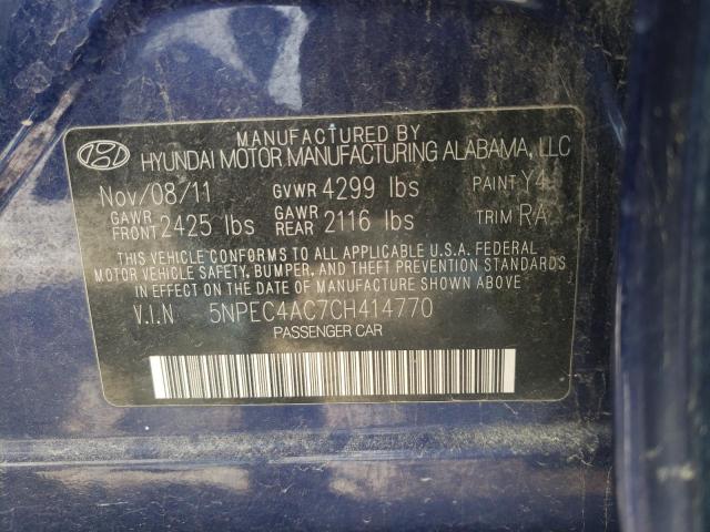 Photo 10 from auction – 2012 HYUNDAI SONATA SE with VIN 5NPEC4AC7CH414770