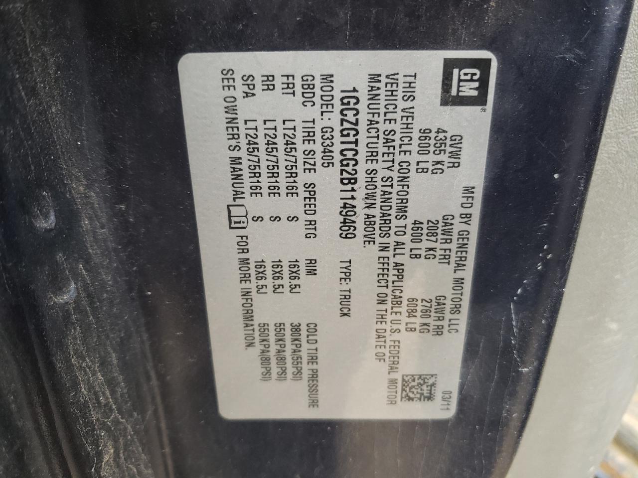 Photo 10 from auction – 2011 CHEVROLET EXPRESS G3 with VIN 1GCZGTCG2B1149469