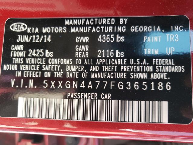Photo 10 from auction – 2015 KIA OPTIMA EX with VIN 5XXGN4A77FG365186