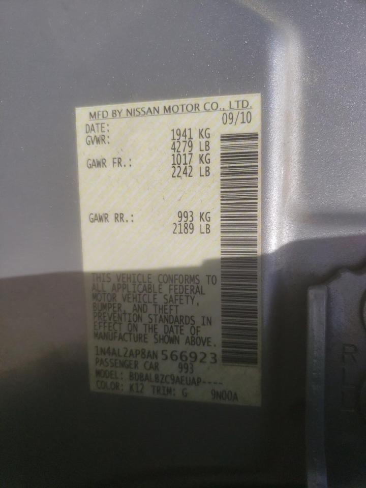 Photo 10 from auction – 2010 NISSAN ALTIMA BAS with VIN 1N4AL2AP8AN566923