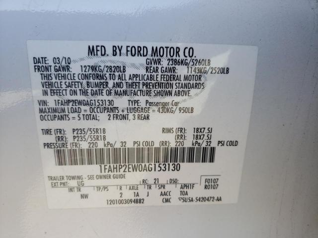 Photo 10 from auction – 2010 FORD TAURUS SEL with VIN 1FAHP2EW0AG153130