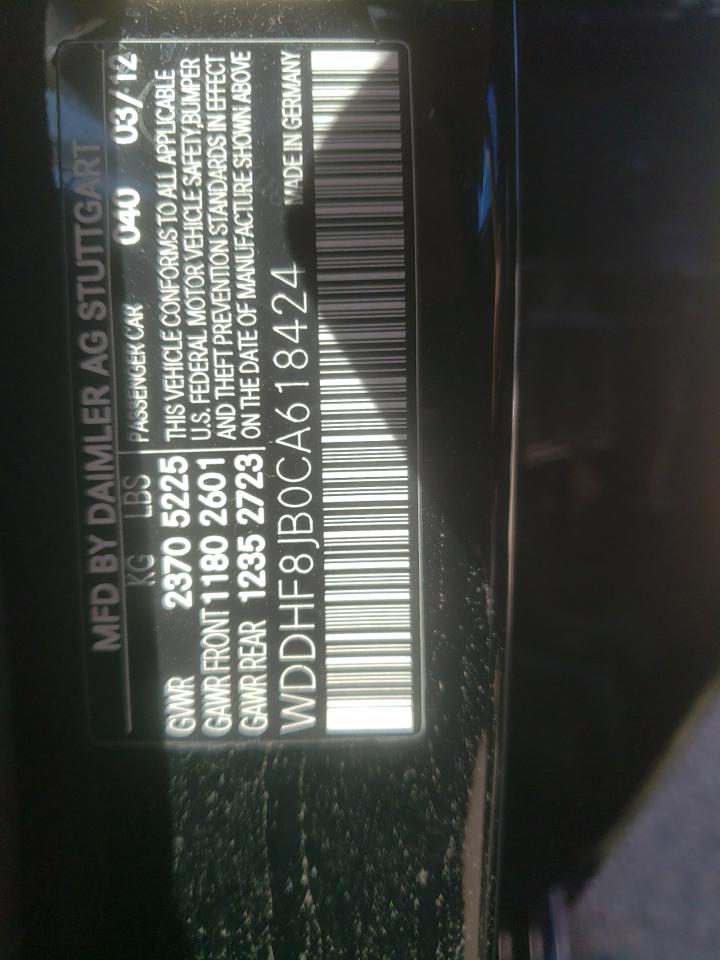 Photo 10 from auction – 2012 MERCEDES-BENZ E 350 4MAT with VIN WDDHF8JB0CA618424