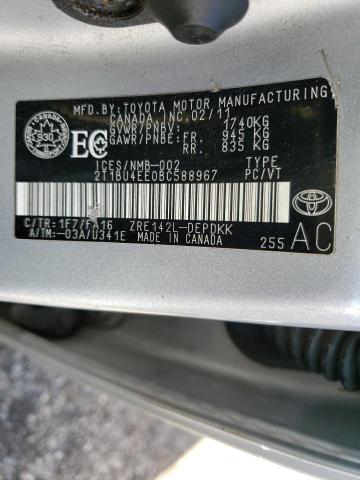 Photo 10 from auction – 2011 TOYOTA COROLLA with VIN 2T1BU4EE0BC588967