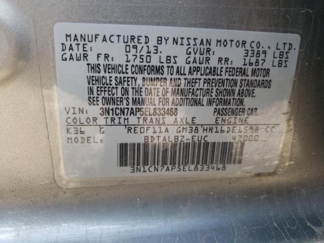 Photo 10 from auction – 2014 NISSAN VERSA S with VIN 3N1CN7AP5EL833468