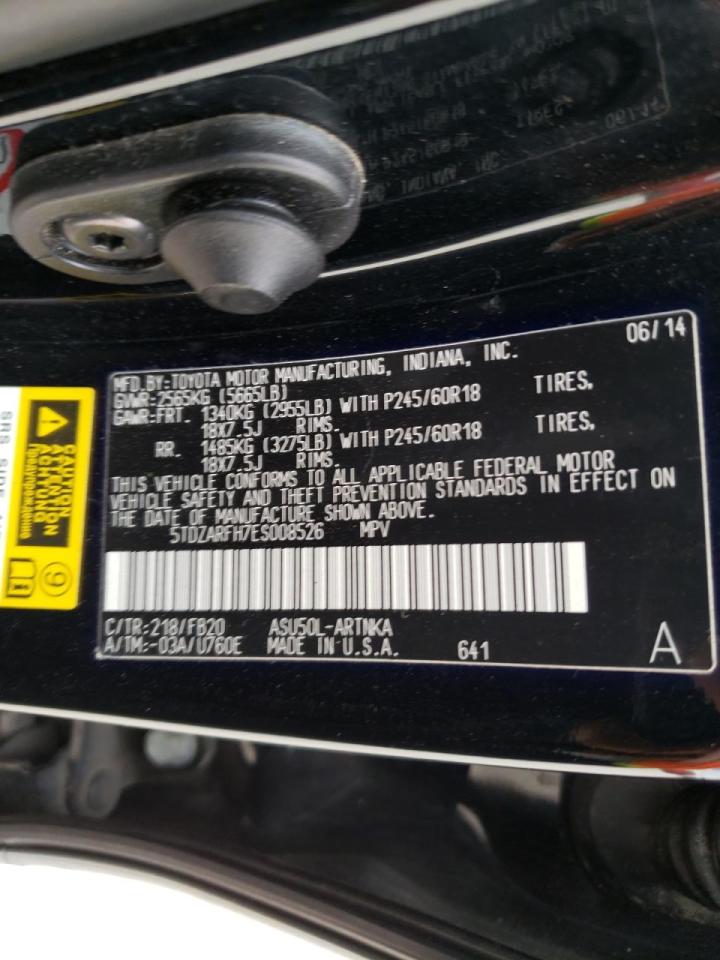 Photo 10 from auction – 2014 TOYOTA HIGHLANDER with VIN 5TDZARFH7ES008526