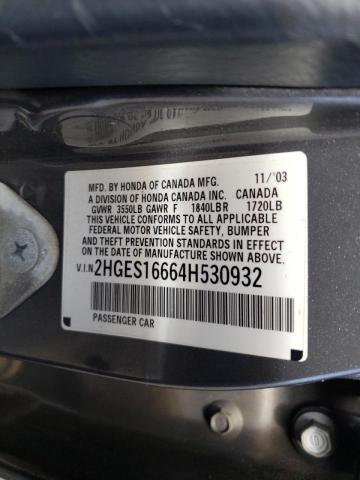 Photo 10 from auction – 2004 HONDA CIVIC LX with VIN 2HGES16664H530932