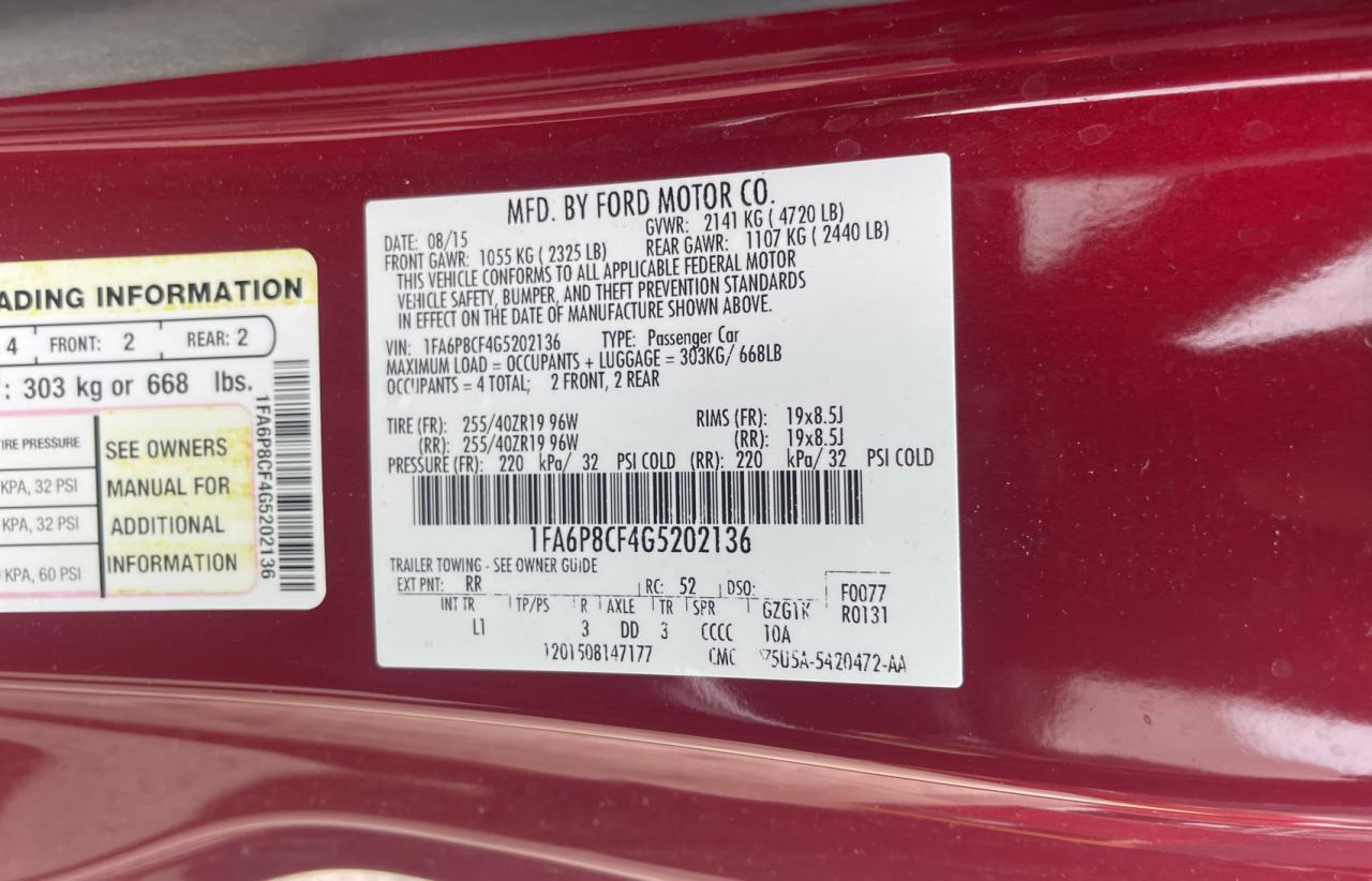 Photo 10 from auction – 2016 FORD MUSTANG GT with VIN 1FA6P8CF4G5202136