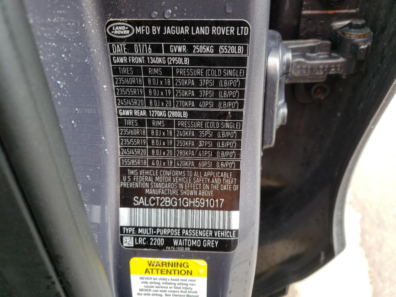Photo 10 from auction – 2016 LAND ROVER DISCOVERY with VIN SALCT2BG1GH591017