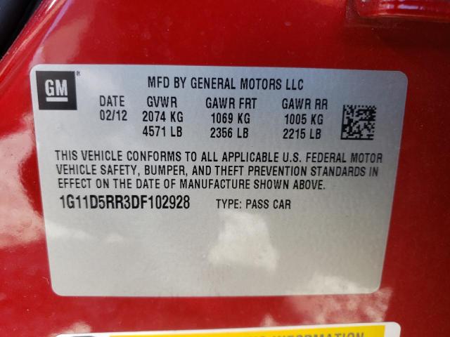 Photo 10 from auction – 2013 CHEVROLET MALIBU 1LT with VIN 1G11D5RR3DF102928