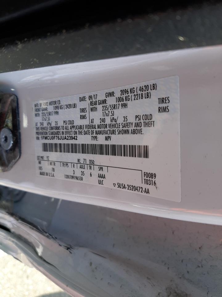 Photo 10 from auction – 2018 FORD ESCAPE S with VIN 1FMCU0F76JUA23942