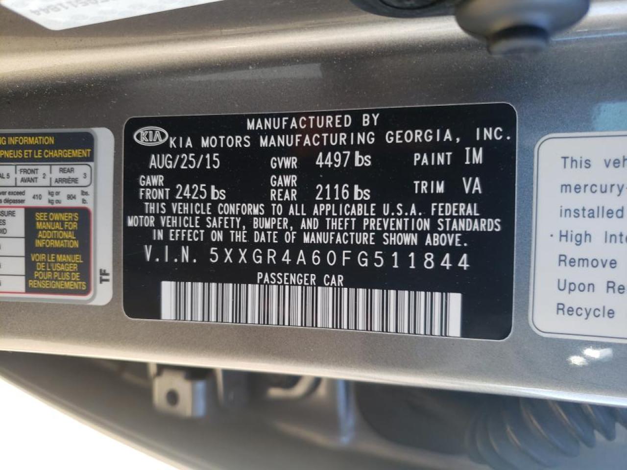 Zdjęcie 10 z aukcji – 2015 KIA OPTIMA SX z VIN 5XXGR4A60FG511844