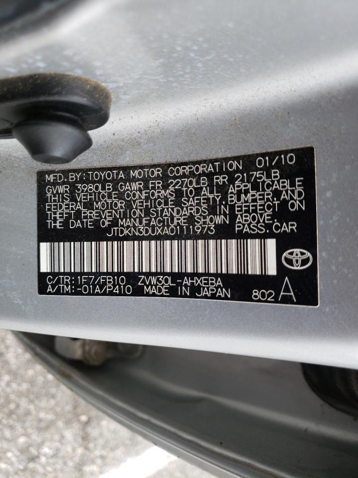 Photo 10 from auction – 2010 TOYOTA PRIUS with VIN JTDKN3DUXA0111973