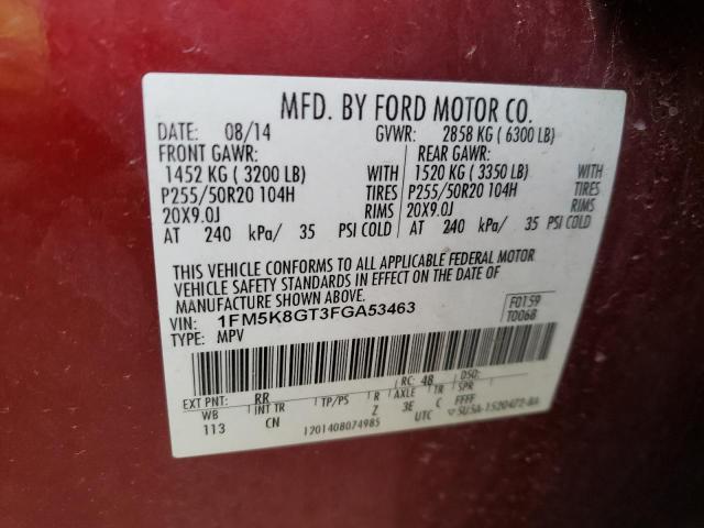 Photo 10 from auction – 2015 FORD EXPLORER S with VIN 1FM5K8GT3FGA53463