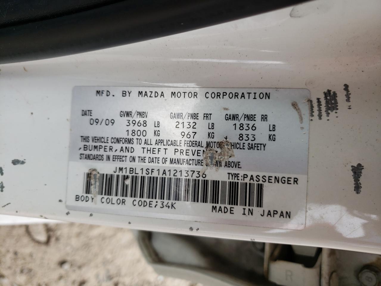 Photo 10 from auction – 2010 MAZDA 3 I with VIN JM1BL1SF1A1213736
