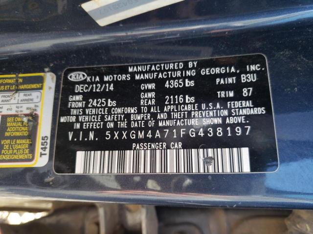 Photo 10 from auction – 2015 KIA OPTIMA LX with VIN 5XXGM4A71FG438197