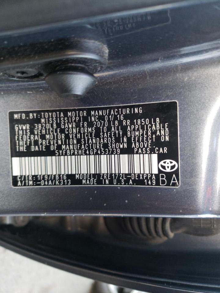 Photo 20 from auction – 2016 TOYOTA COROLLA EC with VIN 5YFBPRHE4GP453739