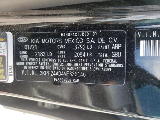 Photo 10 from auction – 2021 KIA FORTE FE with VIN 3KPF24AD4ME336146