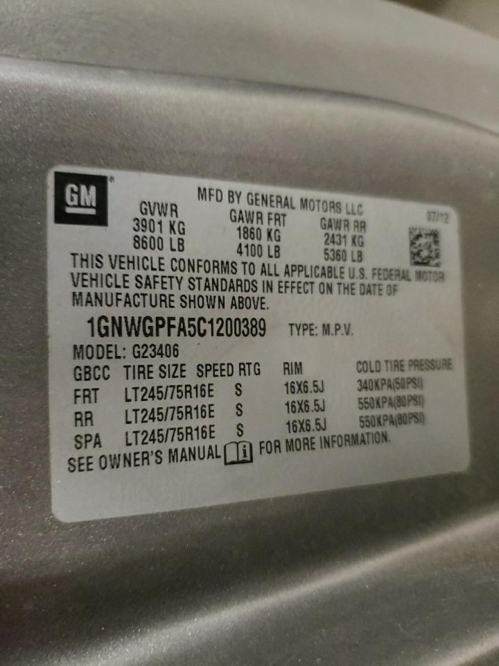 Photo 10 from auction – 2012 CHEVROLET EXPRESS G2 with VIN 1GNWGPFA5C1200389