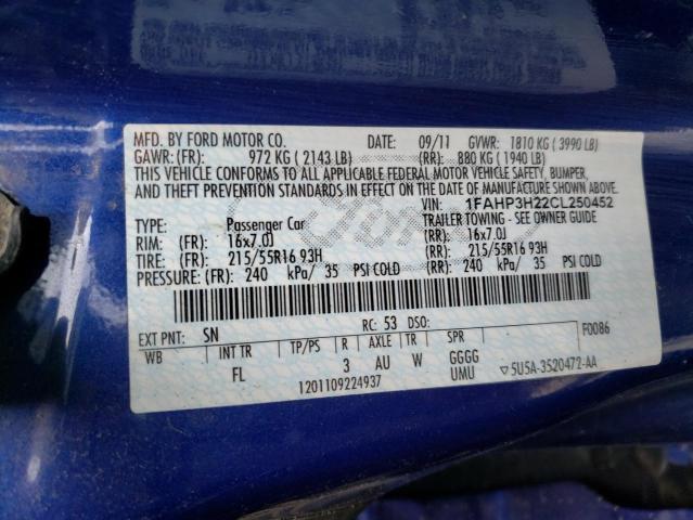 Photo 10 from auction – 2012 FORD FOCUS SEL with VIN 1FAHP3H22CL250452