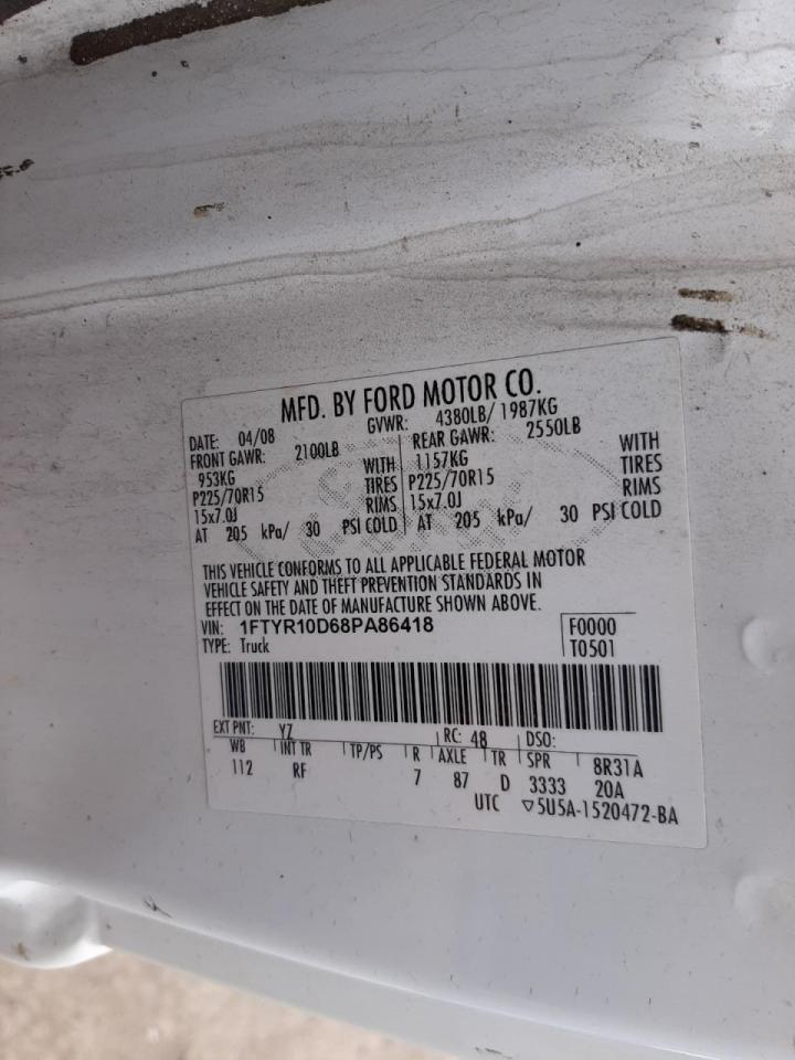 Photo 10 from auction – 2008 FORD RANGER with VIN 1FTYR10D68PA86418