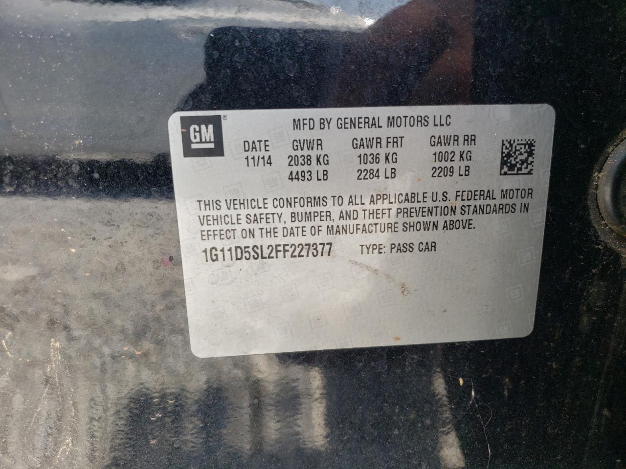 Photo 10 from auction – 2015 CHEVROLET MALIBU 2LT with VIN 1G11D5SL2FF227377