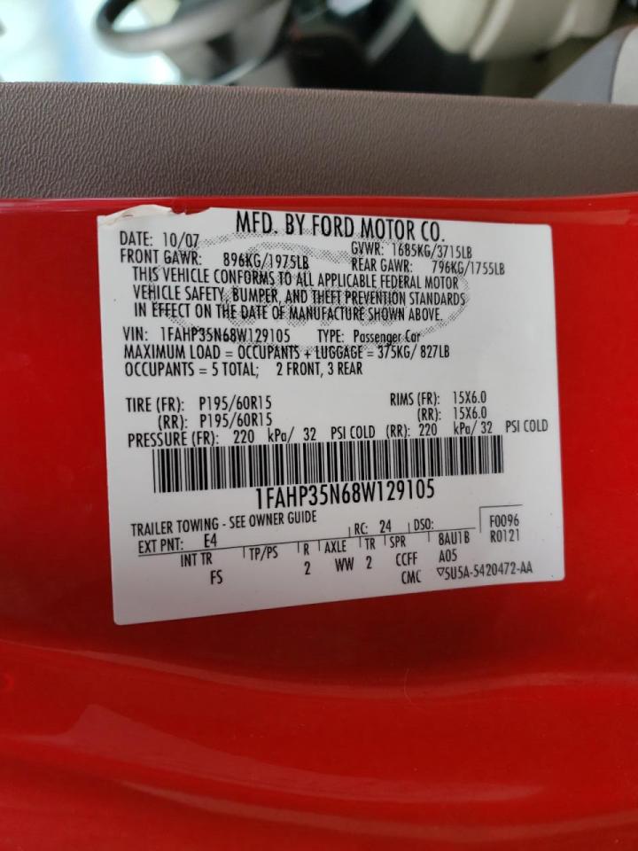 Photo 10 from auction – 2008 FORD FOCUS SE with VIN 1FAHP35N68W129105