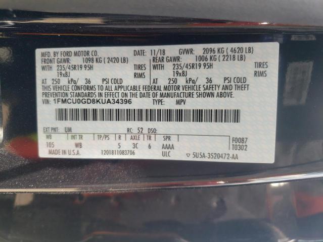Photo 10 from auction – 2019 FORD ESCAPE SE with VIN 1FMCU0GD8KUA34396