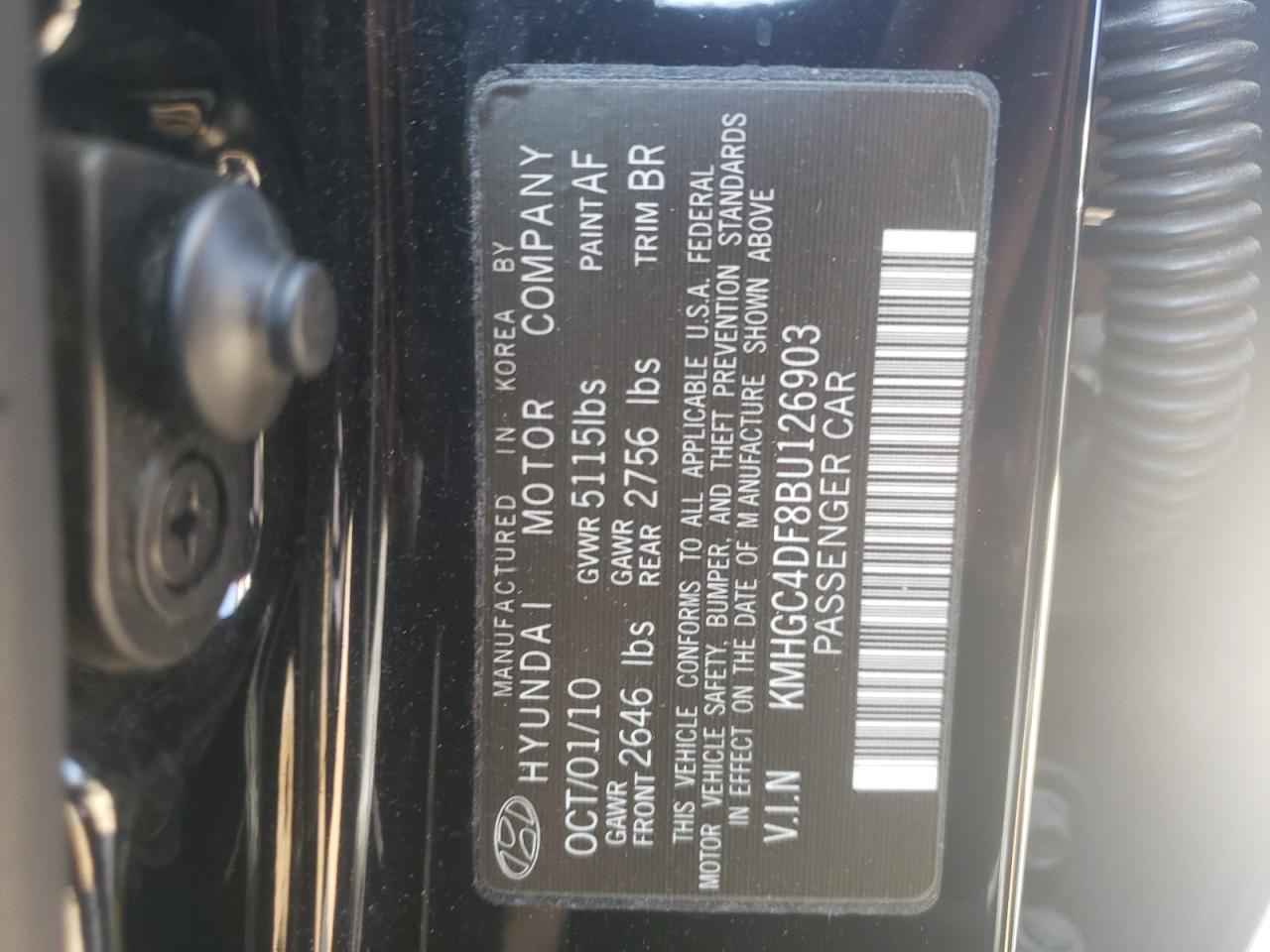 Photo 10 from auction – 2011 HYUNDAI GENESIS 4. with VIN KMHGC4DF8BU126903