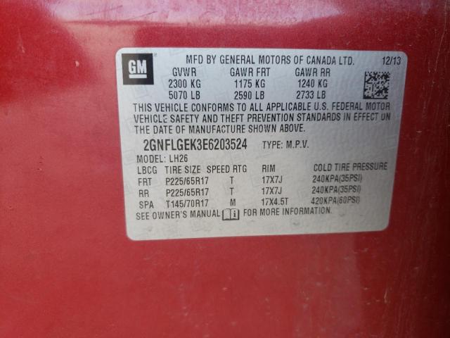 Photo 10 from auction – 2014 CHEVROLET EQUINOX LT with VIN 2GNFLGEK3E6203524