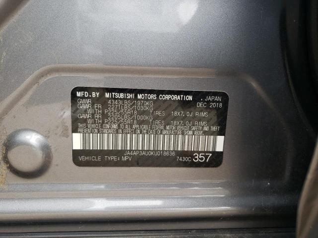 Photo 10 from auction – 2019 MITSUBISHI OUTLANDER with VIN JA4AP3AU0KU018636